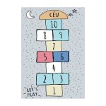 Tapis - marelle - gris - 80x150 cm - epaisseur 6mm - antid�rapant - lavable en machine