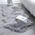 Tapis en peau de mouton synth�tique - pzcc - 60x160cm - gris - moderne - int�rieur