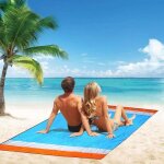 Tapis de plage 240cm x 250cm couverture de plage camping impermable anti - sable portable drap de plage ...