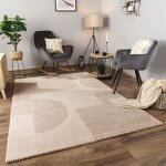 Tapis � poils courts - paco home - 120x170 cm - cr�me - lavable - moderne - polypropyl�ne - hauteur de ...