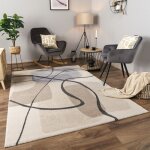Tapis � poils courts - paco home - 120x170 cm - cr�me - lavable - moderne - polypropyl�ne - hauteur de ...