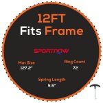 Tapis de rechange pour trampoline - sportnow - pp - outil de traction  ressort et 72 crochets en v - ...