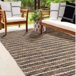 Tapis rectangulaire en jute et coton effet ray noir beige cru 60x90cm dylrev
