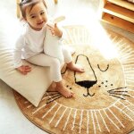 Tapis rond � 140 cm petit motif t�te de lion pour chambre denfant salon salle � manger chambre � coucher ...