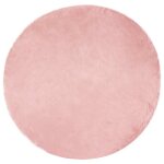 Tapis rond en polyester - vidaxl - � 100 cm - rose - hauteur de la pile 6 cm - 890 g / m� - tr�s doux ...