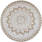 Tapis rond - vidaxl - jute tress� - impression mandala - 90 cm - beige