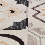 Tapis salle de bain 50 x 80 cm beige gris marron motif g�om�trique patchwork lyn11 c hydrofuge