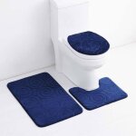 Tapis de salle de bain - antidrapant - 3 pices - bleu marine
