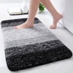 Tapis de salle de bain en microfibre doux et absorbant antid�rapant �pais lavable en machine tapis de ...