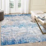 Tapis de salon 140 x 200 cm bleu / gris vintage design abstrait � poils courts lavable antid�rapant pour ...