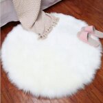 Tapis de salon - carpet shaggy - rond - blanc - fibre de polyacrylonitrile Tapis de salon - carpet shaggy - rond - blanc - fibre de polyacrylonitrile