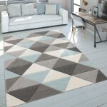 Tapis de salon moderne - 120x170 cm - poils ras - motif ray� 3d - beige brun - 13 mm d�paisseur - polypropyl�n ...