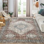 Tapis de salon � poils courts et doux tapis200 x 290 cmlavable et antid�rapantmarron