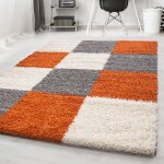 Tapis de salon � poils longs shaggy design � carreaux doux et moderne tapis terre cuite tapis 120 x 170 ...