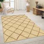 Tapis de salon poil ras fait main - paco home - 160x230 cm - motif scandinave - effet 3d - beige cr�me ...