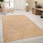 Tapis de salon poil ras - paco home - 300x400 cm - beige - motif scandinave - effet 3d - fait main - ...