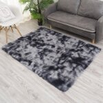Tapis salon shaggy tapis chambre 120 160 gris fonc