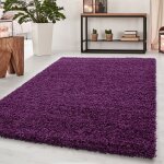 Tapis salon uni shaggy moelleux chambre doux  poils longs hauteur du poil 50 mm tapis violet tapis 60 ...