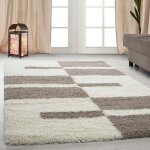 Tapis shaggy � poils longs pour salon design � carreaux doux et moderne tapis beige tapis 120 x 170 cm ...