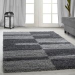 Tapis shaggy � poils longs pour salon design � carreaux doux et moderne tapis gris tapis 120 x 170 cm ...