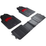 Lot de 3 tapis de sol pvc noir / rouge universels pour fourgon ? conducteur passager console