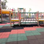 Tapis de sol pour aire de jeu et jardin play protect rsistant aux intempries avec drainage 50 x 50 ...