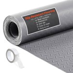 Tapis sol garage - vevor - 228 x 52 m - rouleau rev�tement de sol garage en pvc antid�rapant - gris argent� ...