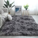 Tapis de sol grand tapis tapis de chambre doux antid�rapant pelucheux shaggy int�rieur tapis (noir gris ...