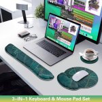 Tapis de souris ergonomique 3 en 1 avec repose - poignet surface de jeu antidrapante et support clavier ...