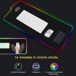 Tapis de souris gamer lumineux xxl gaming mouse pad avec led rtro - eclairage rgb 78. 5 x 30. 5 x 0. ...