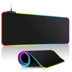 Tapis de souris gaming rgb 7 couleurs 60x30cm antidrapant interrupteur tactile par usb pour gamer