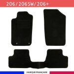 Tapis de sol voiture - sur mesure pour peugeot 206 / 206sw / 206 + (09 / 1998 - 12 / 2014) antid�rapant ...