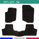 Tapis de voiture - sur mesure pour 207 / 207 sw / 207 + (2006 - 2014) - 3 pi�ces - tapis de sol antid�rapant ...