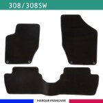Tapis de voiture - sur mesure pour 308 / 308sw (2007 - 2013) - 3 pi�ces - tapis de sol antid�rapant pour ...