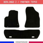 Tapis de voiture - sur mesure pour berlingo 2 / partner tepee (2008 - 2018) - 3 pices - tapis de sol ...