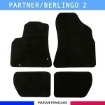 Tapis de voiture - sur mesure pour berlingo 2 / partner tepee (2008 - 2018) - 4 pices - tapis de sol ...