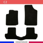 Tapis de sol voiture - sur mesure pour citroen c2 (09 / 2003 - 12 / 2009) antid�rapant - 3 pi�ces : protection ...