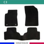 Tapis de voiture - sur mesure pour c3 (2016 - 2020) - 3 pi�ces - tapis de sol antid�rapant pour automobile ...