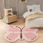 Tapis - xvx - baby butterfly - rose - coton - antid�rapant - 60 * 60cm