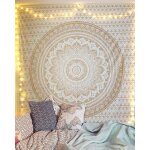 Tapisserie blanc dor - tenture murale ombre - mandala drap mural golden mandala tapestry pour dco murale ...