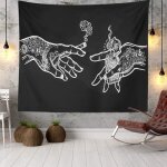 Tapisserie murale mainsflorales blanches et noires funnytrippy hippie boho nouveaut tapisserie tenture ...