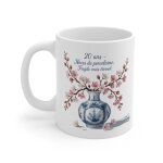 Tasse 20 ans de mariage mug noces de porcelaine avec vase fleuri et citation cadeau anniversaire �l�gant ...