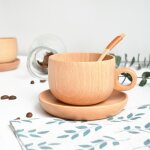 Tasse  caf en bche tasse  th en htre avec cuillre tasse  boire de bureau