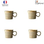Tasses � caf� en c�ramique - decopine - lot de 4 - style japonais wabi - sabi - 170 ml - fait main