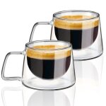 Tasses � caf� double paroi avec anse ensemble isotherme pour latte cappuccino et expresso label