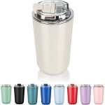 Tasse � caf� de voyage 280 ml thermos en acier inoxydable anti - fuite r�utilisable double paroi beige ...