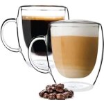 Tasse � caf� - xvx - lot de 2 - verre borosilicate - double paroi - 350 ml
