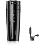 Tasse chauffante isotherme 400ml 12v / 24v - contrle intelligent temprature pour voiture / bureau (acier ...