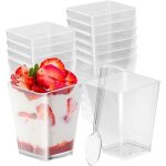 Tasses  dessert lot de 50 coupes  dessert avec cuillres 160ml verrines plastique rutilisables transparente ...