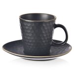 Tasse � espresso avec soucoupe - orion - 95 ml - noir - motif nid dabeille - compatible lave - vaisselle ...